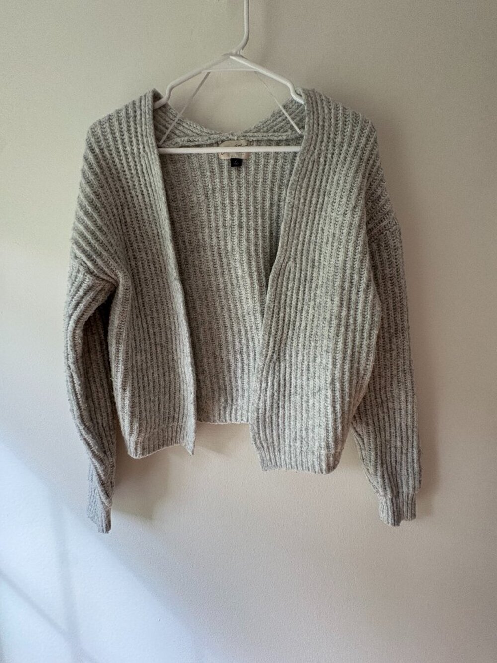 Universal Thread Grey Marled Ribbed Knit Open Front Cropped Cardigan Sweater XS